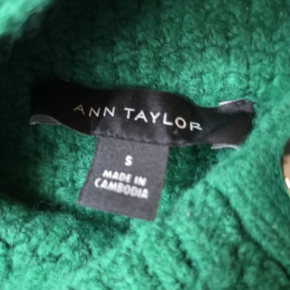 Ann Taylor Emerald Button-Detail Turtleneck Sweater - Picture 4 of 5
